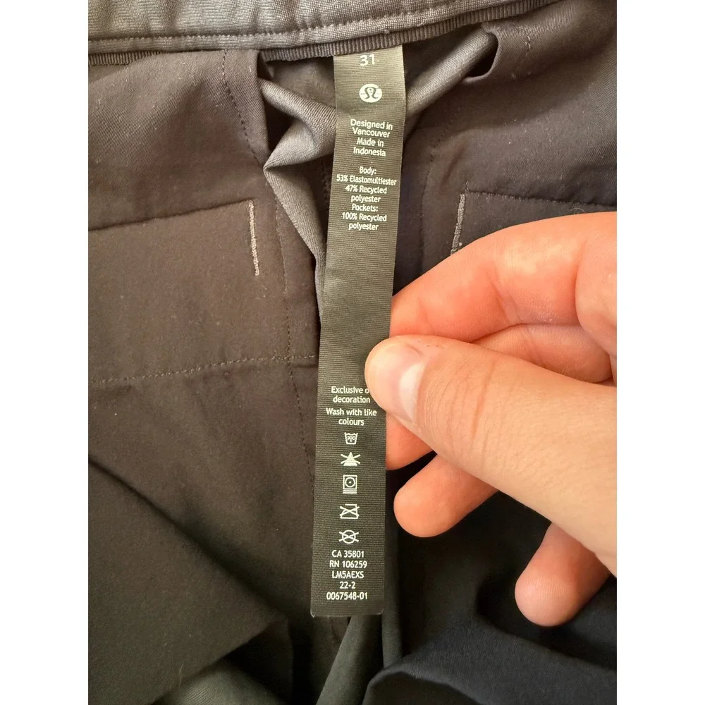 Lululemon Commission Slim Fit Pant 31 Dark Gray Warpstreme Chino Tapered LM5AEXS